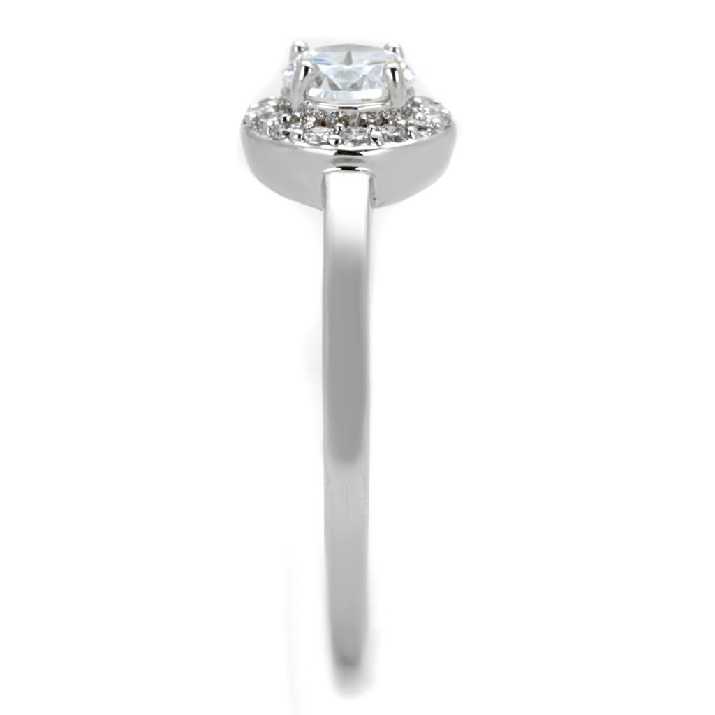 3W863 - Rhodium Brass Ring with AAA Grade CZ in Clear-3