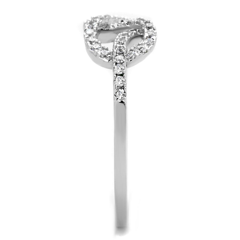 3W876 - Rhodium Brass Ring with AAA Grade CZ in Clear Alamode