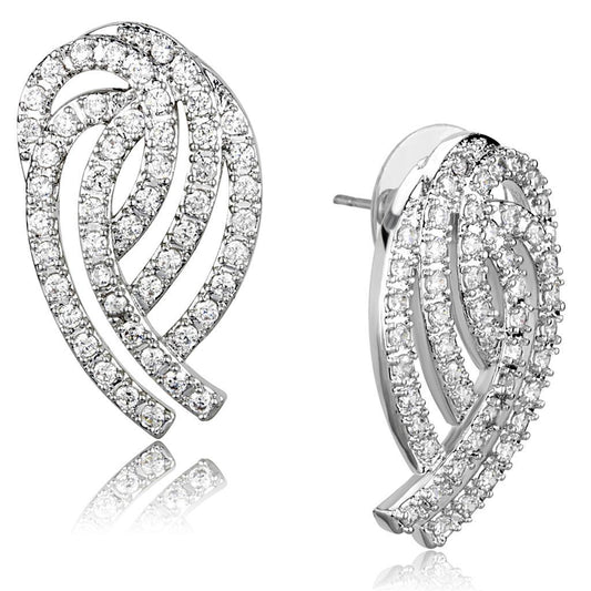 3W923 - Rhodium Brass Jewelry Sets with AAA Grade CZ in Clear-1