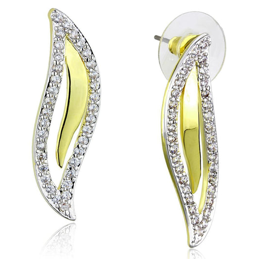 3W941 - Gold+Rhodium Brass Jewelry Sets with AAA Grade CZ in Clear-1