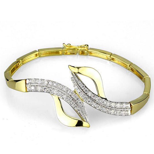 3W942 - Gold+Rhodium Brass Jewelry Sets with AAA Grade CZ in Clear Alamode