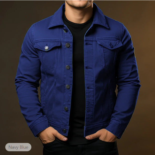 Men's Jacket Denim Coat Tooling Solid Color Thick Coat LadyShow.Store
