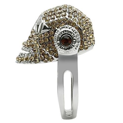 3W016 - Rhodium White Metal Ring with Top Grade Crystal in Citrine Yellow-3