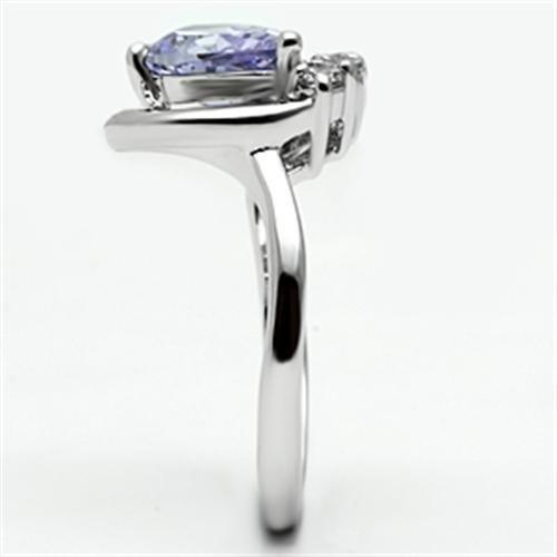 3W030 - Rhodium Brass Ring with AAA Grade CZ in Light Amethyst-4