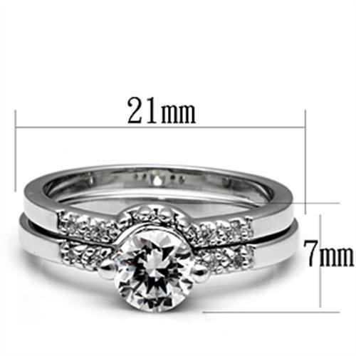 3W044 - Rhodium Brass Ring with AAA Grade CZ in Clear-1