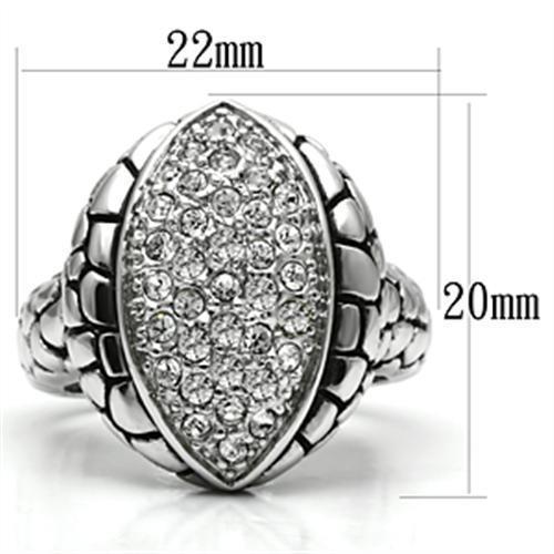 3W058 - Rhodium Brass Ring with Top Grade Crystal in Clear-1