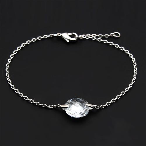 3W066 - Rhodium Brass Bracelet with AAA Grade CZ in Clear-2
