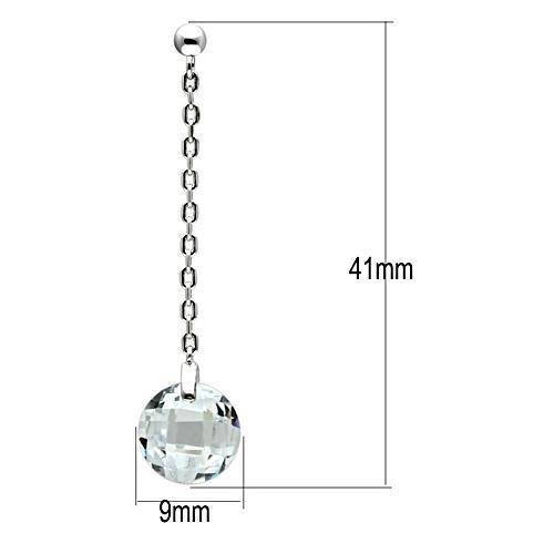 3W082 - Rhodium Brass Earrings with AAA Grade CZ in Clear-1