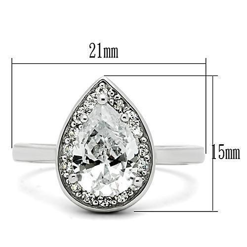 3W111 - Rhodium Brass Ring with AAA Grade CZ in Clear-1