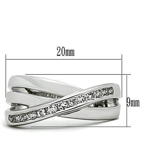3W128 - Rhodium Brass Ring with AAA Grade CZ in Clear-1