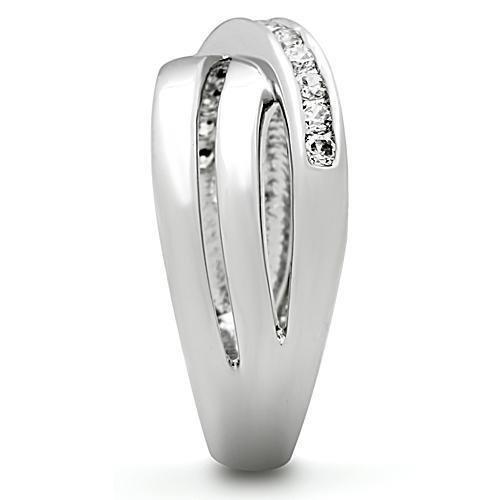 3W128 - Rhodium Brass Ring with AAA Grade CZ in Clear-3