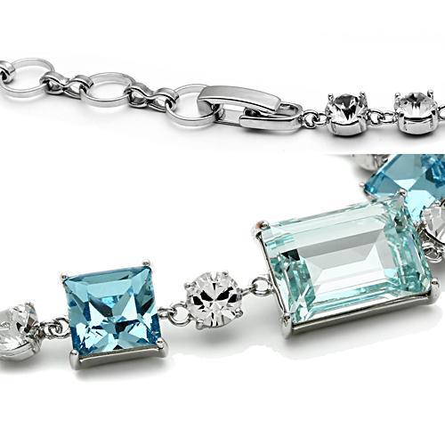 3W176 - Rhodium Brass Bracelet with Top Grade Crystal in Sea Blue-1