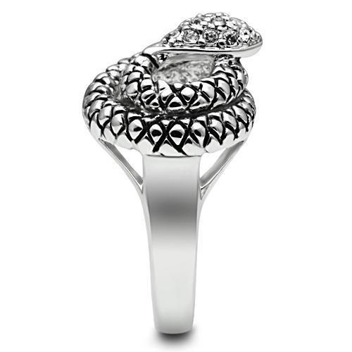 3W183 - Rhodium Brass Ring with Top Grade Crystal in Clear-3