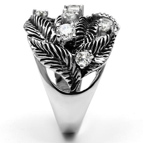 3W211 - Rhodium Brass Ring with AAA Grade CZ in Clear Alamode