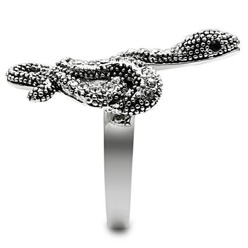 3W236 - Rhodium Brass Ring with Top Grade Crystal in Jet-3