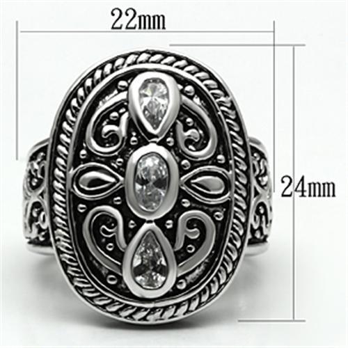 3W252 - Rhodium Brass Ring with AAA Grade CZ in Clear-1