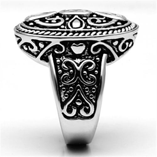 3W252 - Rhodium Brass Ring with AAA Grade CZ in Clear-3