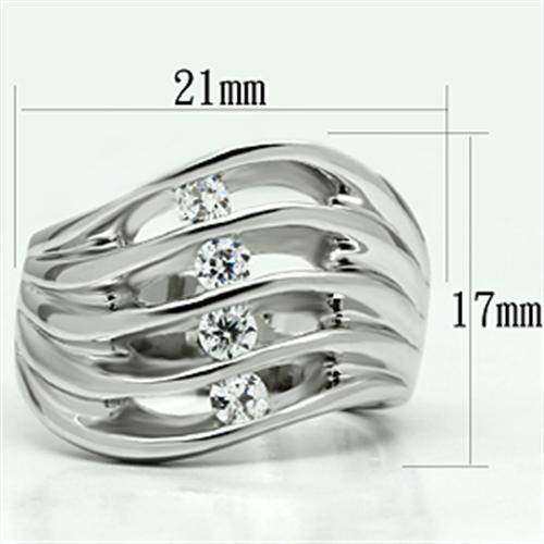 3W265 - Rhodium Brass Ring with AAA Grade CZ in Clear-1
