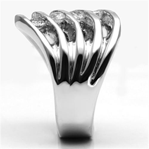 3W265 - Rhodium Brass Ring with AAA Grade CZ in Clear-3