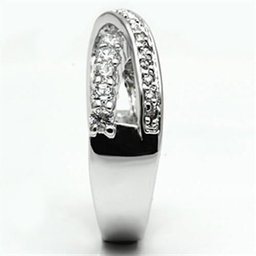 3W274 - Rhodium Brass Ring with AAA Grade CZ in Clear-3