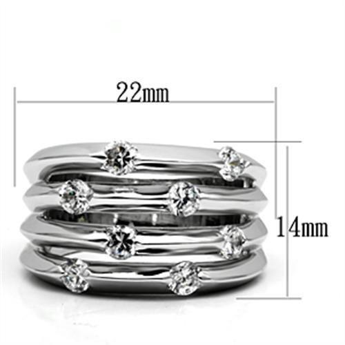 3W275 - Rhodium Brass Ring with AAA Grade CZ in Clear-1