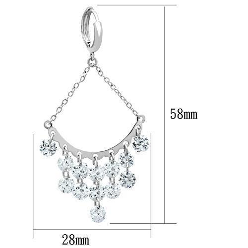 3W300 - Rhodium Brass Earrings with AAA Grade CZ in Clear-1