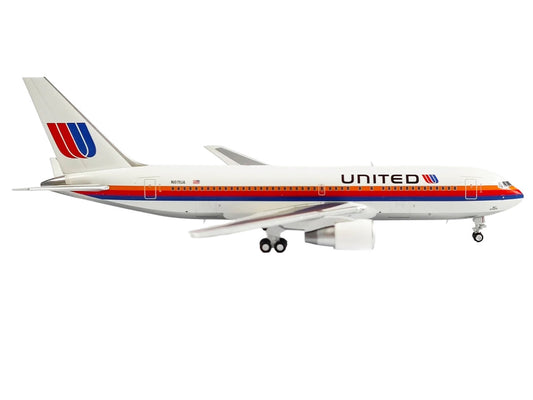 Boeing 767-200ER Commercial Aircraft "United Airlines" (N611UA) White with Stripes 1/400 Diecast Model by V1:400-1