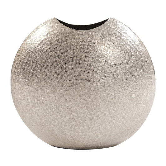 14" Silver Hammered Round Aluminum Table Vase W2B