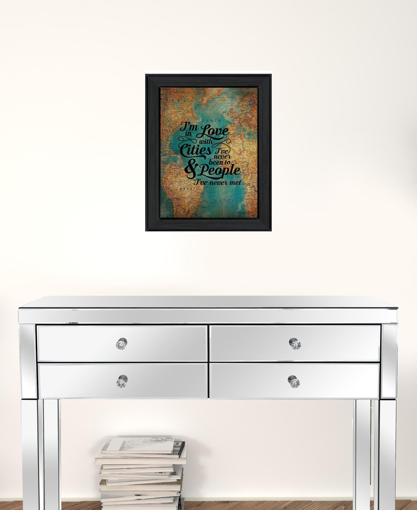 Cities and People Black Framed Print Wall Art