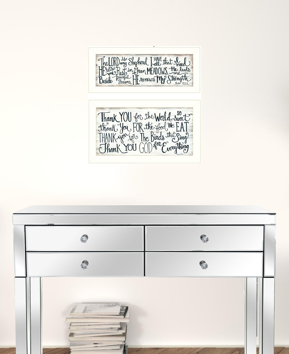 Set Of Two Thank You Lord 1 White Framed Print Wall Art W2B