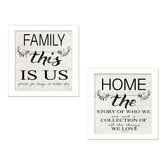 Set Of Two Family 2 White Framed Print Wall Art W2B
