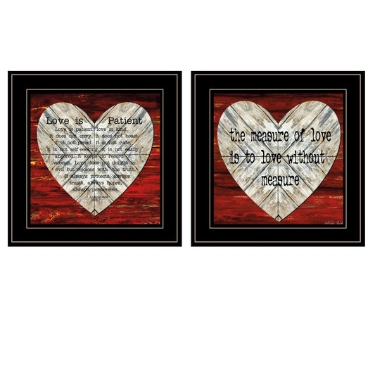 Set Of Two Love is Patient or Measure 2 Black Framed Print Wall Art W2B