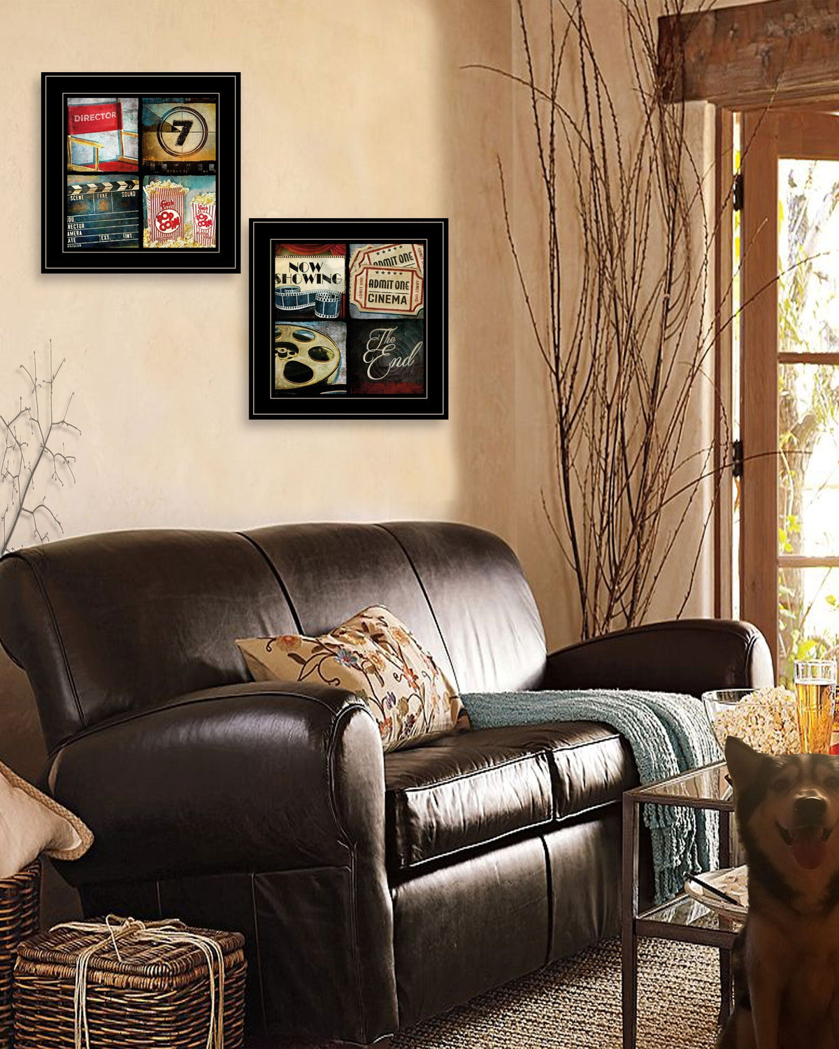 Set Of Two At The Movies Black Framed Print Wall Art W2B