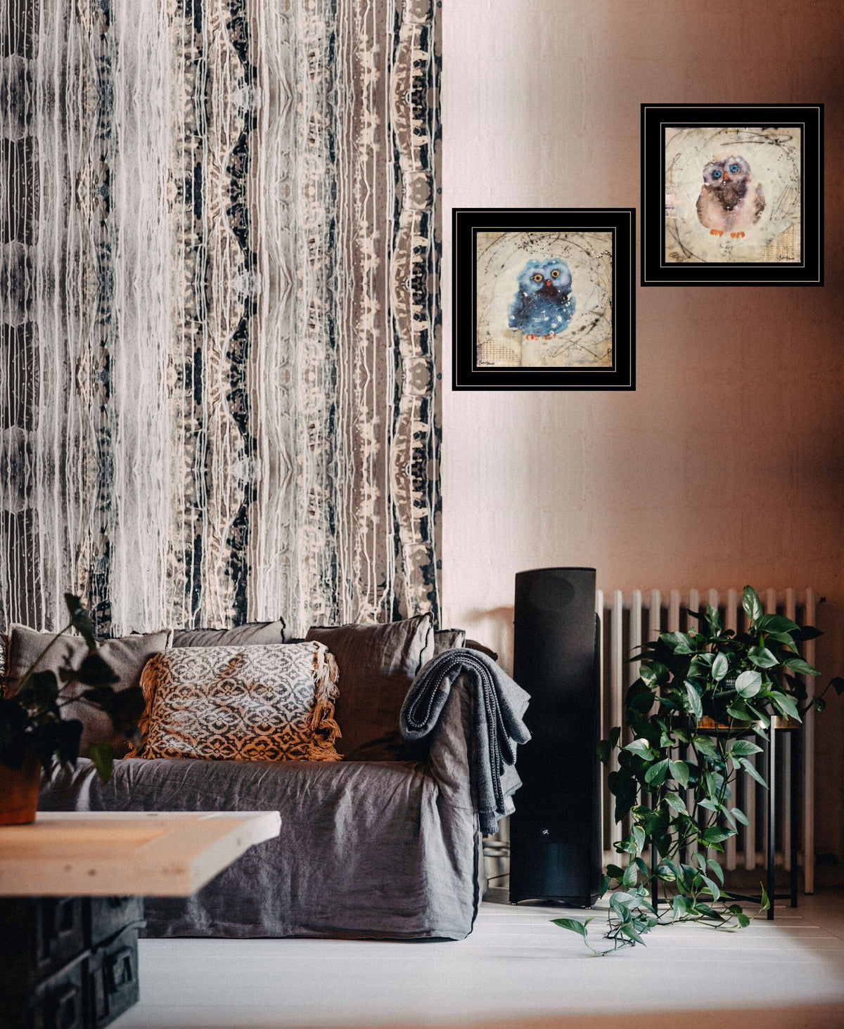Set Of Two Wonder Years Owls Black Framed Print Wall Art W2B