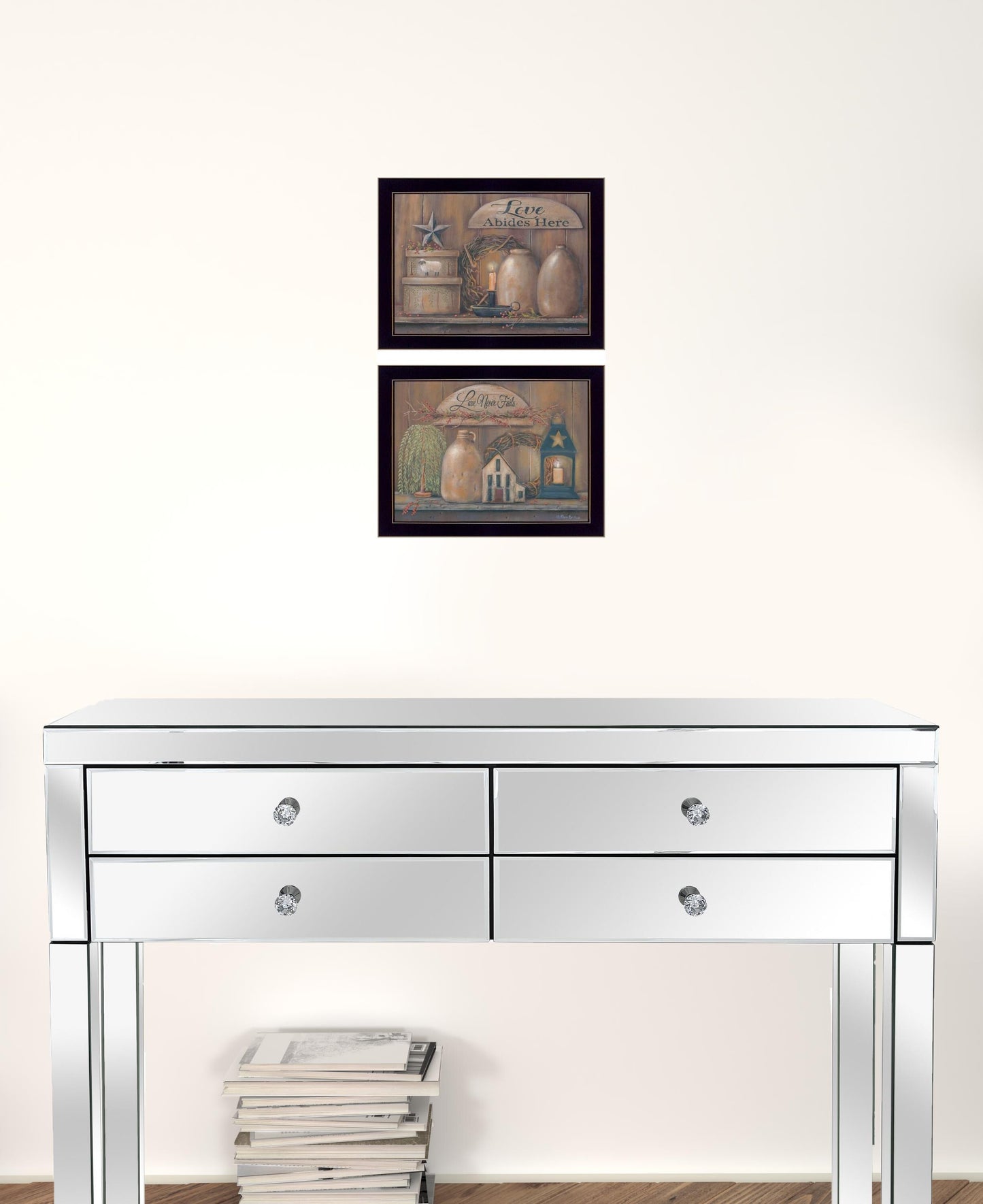 Set Of Two Love Never Fails 3 Black Framed Print Wall Art
