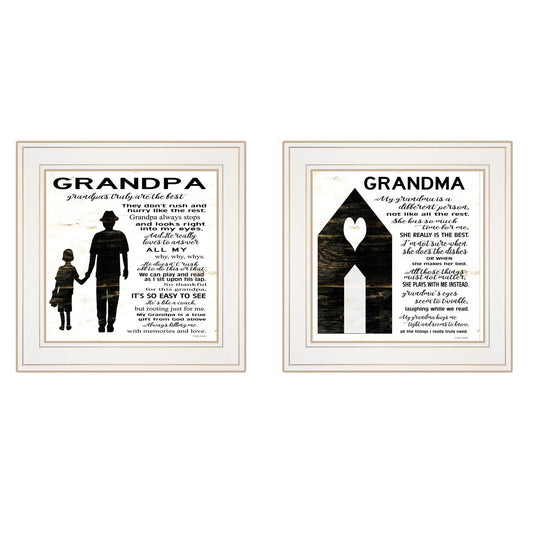 Set Of Two My Grandparents are the Best 2 White Framed Print Wall Art W2B
