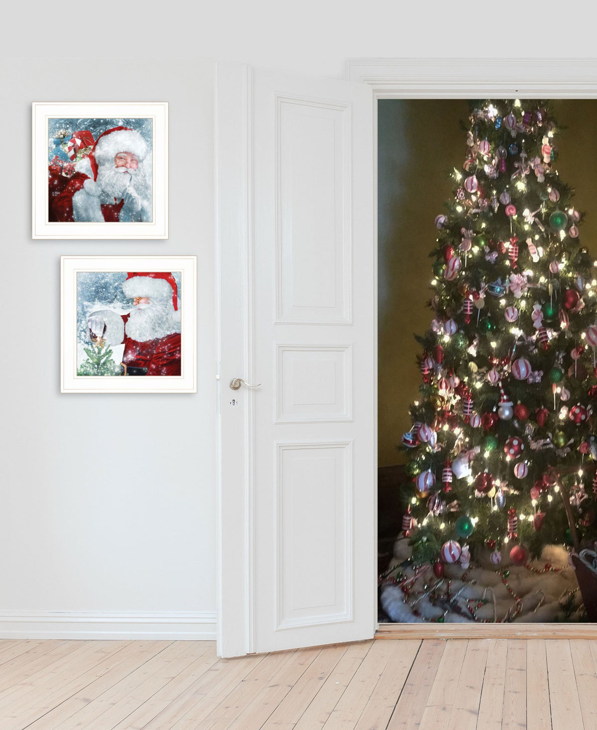 Set Of Two Santas Blessings 1 White Framed Print Wall Art W2B