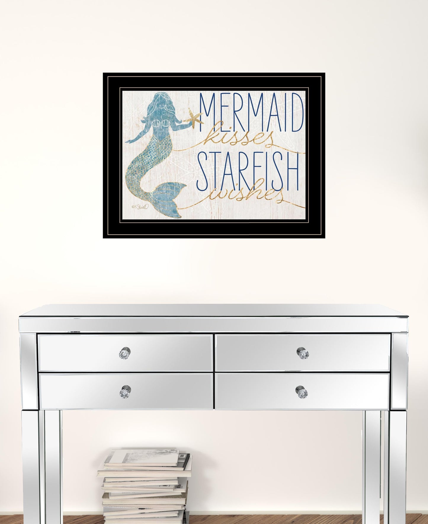 Set Of Two Mermaid Kisses Starfish Wishes 3 Black Framed Print Wall Art