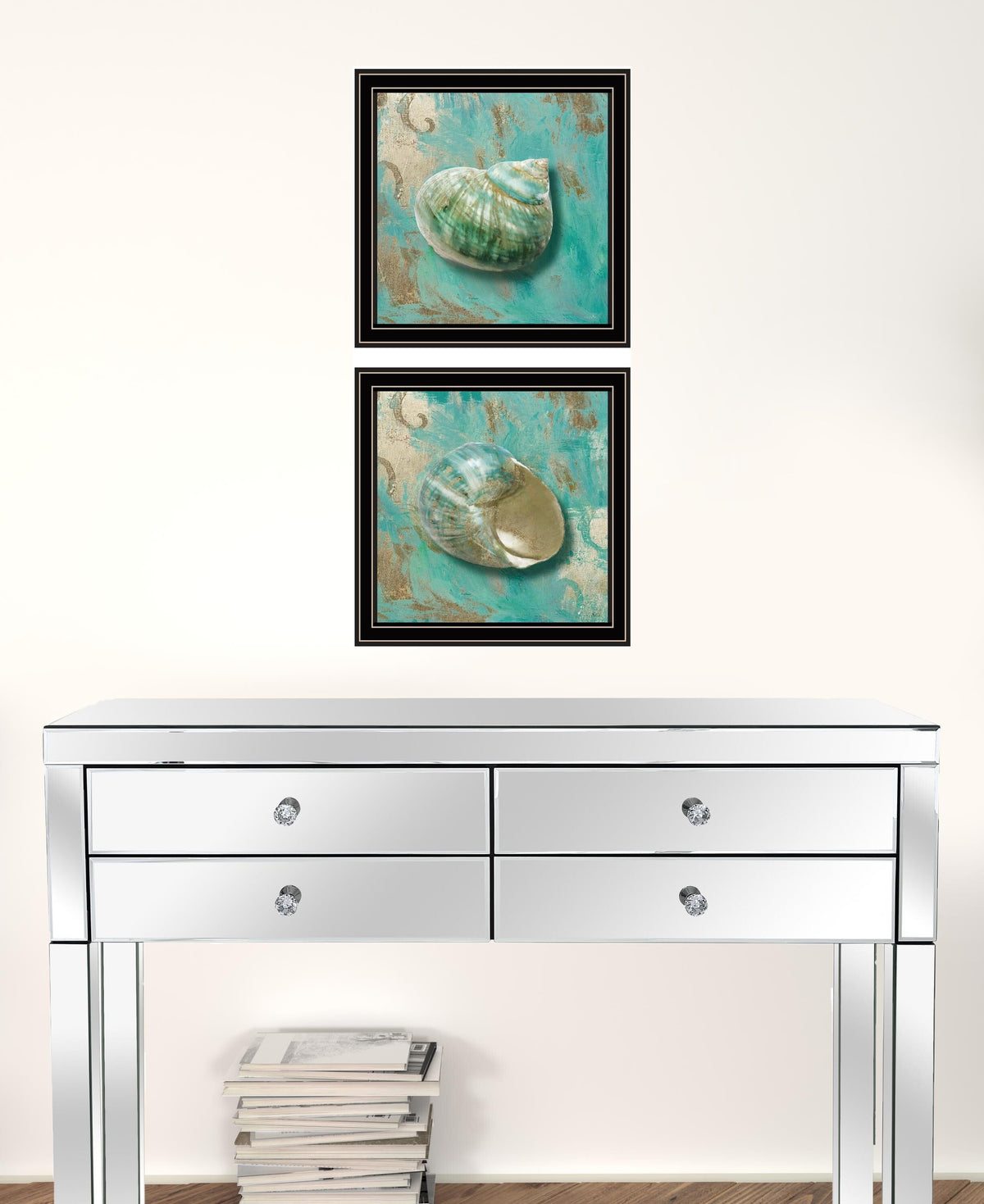 Set Of Two Azurica I and Sea II 1 Black Framed Print Wall Art W2B