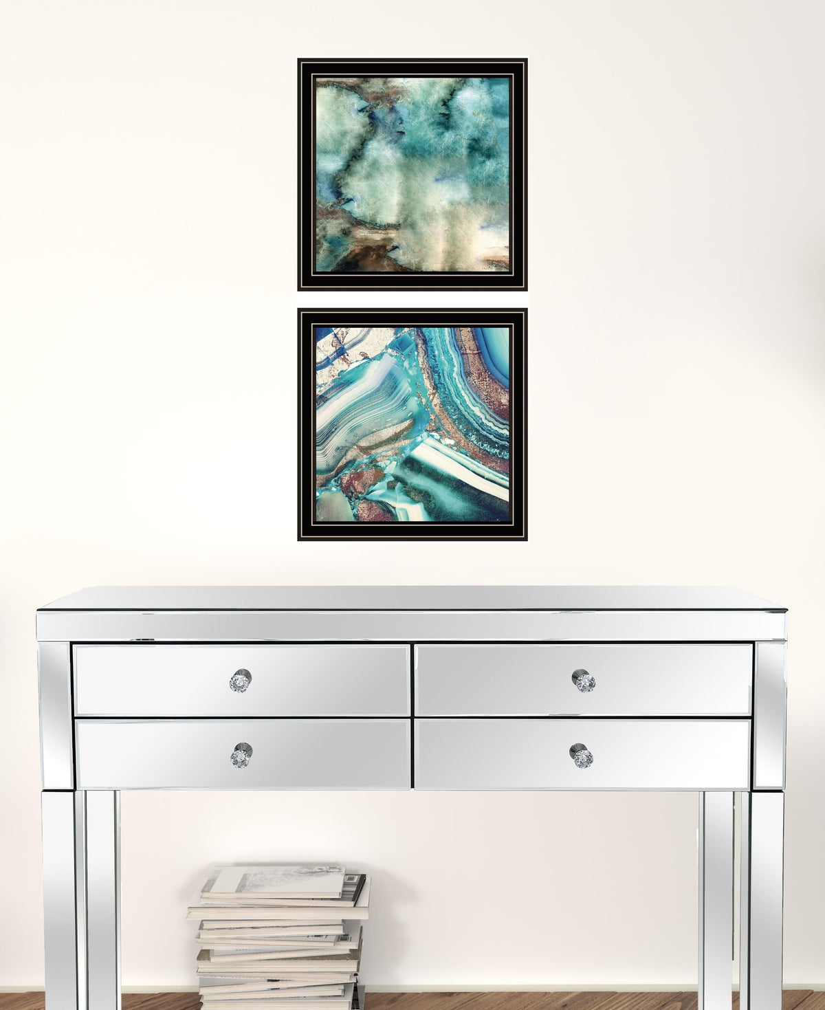 Set Of Two Earth tones I and Sea II 1 Black Framed Print Wall Art W2B