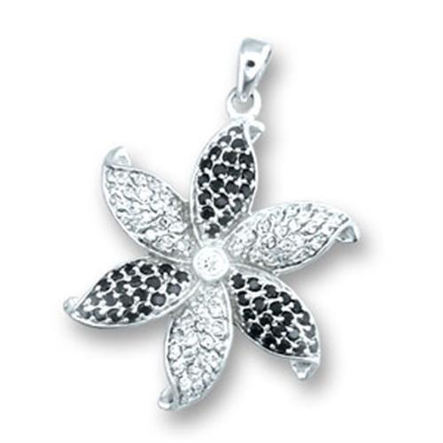 41608 - High-Polished 925 Sterling Silver Pendant with AAA Grade CZ in Clear-0