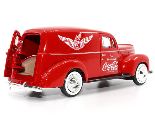 1940 Ford Sedan Cargo Van Red "Pause... Go Refreshed Coca-Cola" with Vending Machine Accessory 1/24 Diecast Model Car by Motor City Classics Motorcity Classics