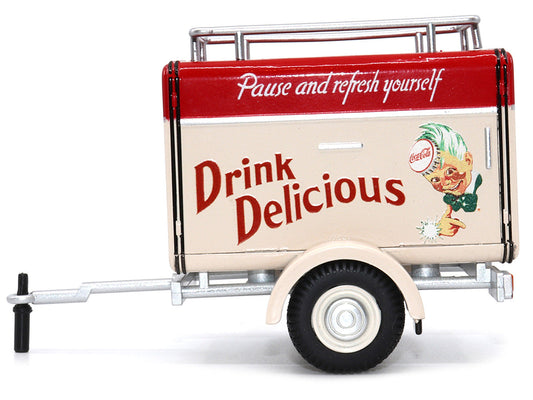 Travel Trailer Cream with Red Top "Pause and Refresh Yourself Drink Delicious Coca-Cola" 1/24 Diecast Model Car by Motor City Classics Motorcity Classics