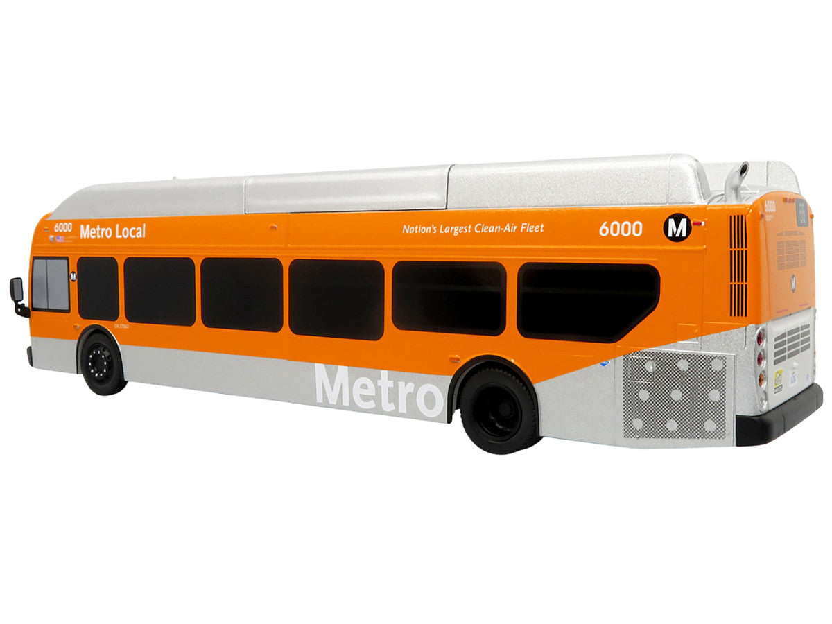 New Flyer Xcelsior Transit Bus Bank "Los Angeles Metro" Orange and Silver "The Bus & Motorcoach Collection" Limited Edition to 504 Pieces Worldwide 1/43 Model by Iconic Replicas Iconic Replicas