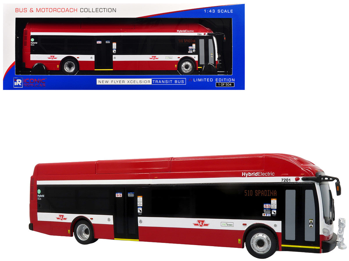New Flyer Xcelsior Transit Bus Bank "TTC – Toronto Transit Commission" Red and White "The Bus & Motorcoach Collection" Limited Edition to 504 Pieces Worldwide 1/43 Model by Iconic Replicas-4