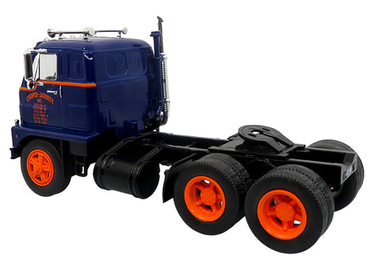 1959 International DCOF-405 Truck with Box Trailer "Cooper Jarrett Inc." Dark Blue with Orange Stripes "North American Vintage Truck Collection" 1/43 Diecast Model by Iconic Replicas Iconic Replicas