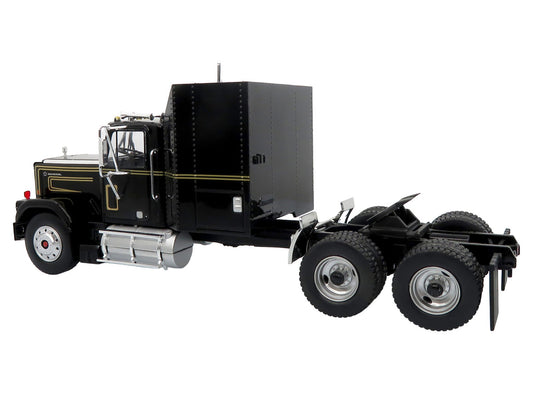 1980 GMC General Truck with Box Trailer Black with Gold Stripes and 1982 Pontiac Firebird Trans Am Black "Knight Set" "North American Vintage Truck Collection" Limited Edition to 252 pieces Worldwide 1/43 Diecast Model by Iconic Replicas-1