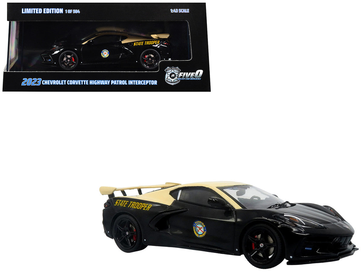 2023 Chevrolet Corvette C8 Stingray Police Interceptor "Florida Highway Patrol (FHP)" Black with Cream Top 1/43 Diecast Model by Iconic Replicas Iconic Replicas