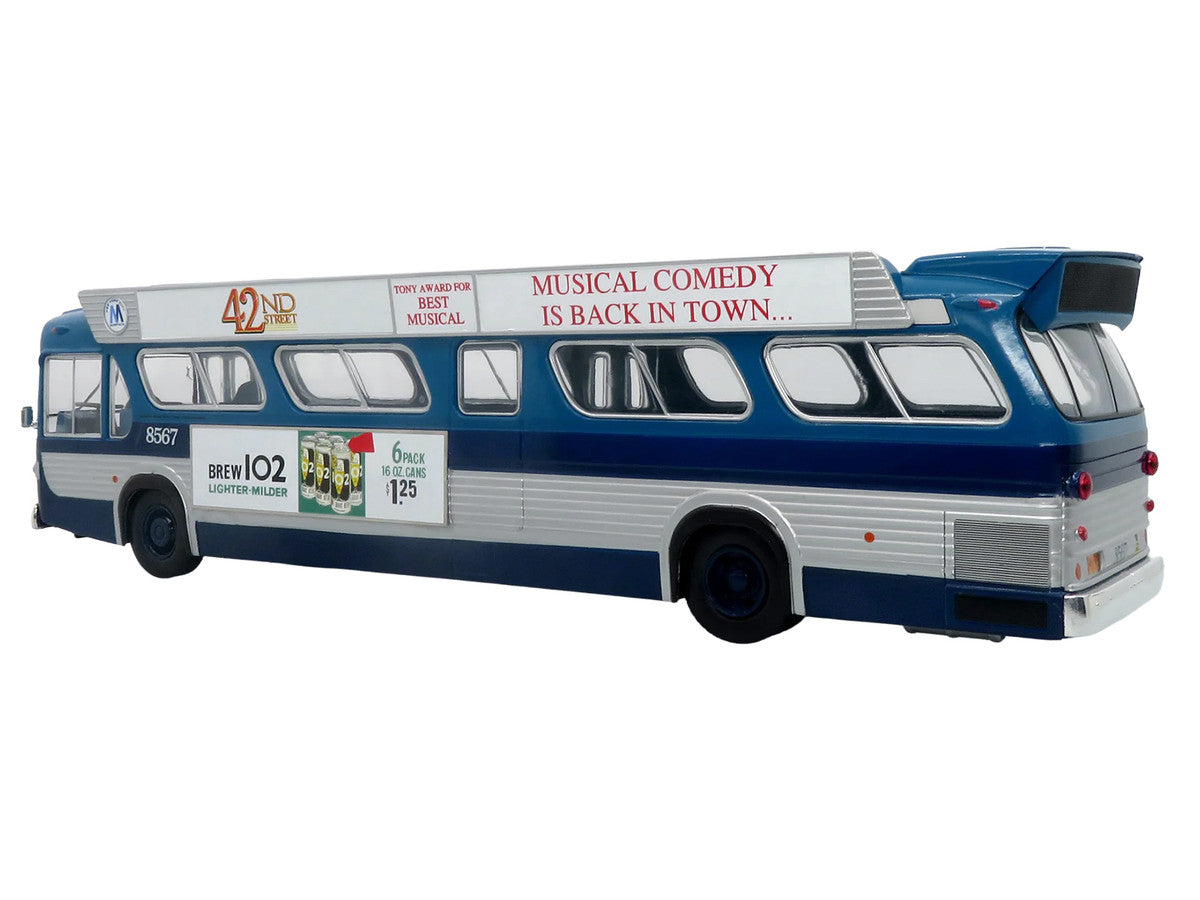 1963 GM TDH-5303 Transit Bus "MTA New York City Surface Transit" Blue Two-Tone with Graphics "The Bus & Motorcoach Collection" Limited Edition to 504 pieces Worldwide 1/43 Plastic Model by Iconic Replicas Iconic Replicas
