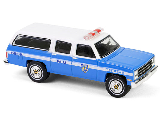 1990 Chevrolet Suburban K2500 Scottsdale "NYPD (New York City Police Department)" Blue with White Top "Hot Pursuit" Series 46 1/64 Diecast Model Car by Greenlight Greenlight
